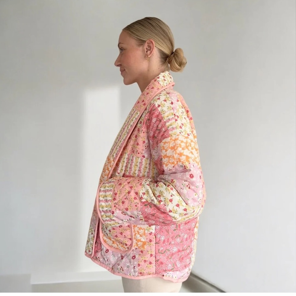 Women's Pink Patchwork Jacket - Picture 6 of 9